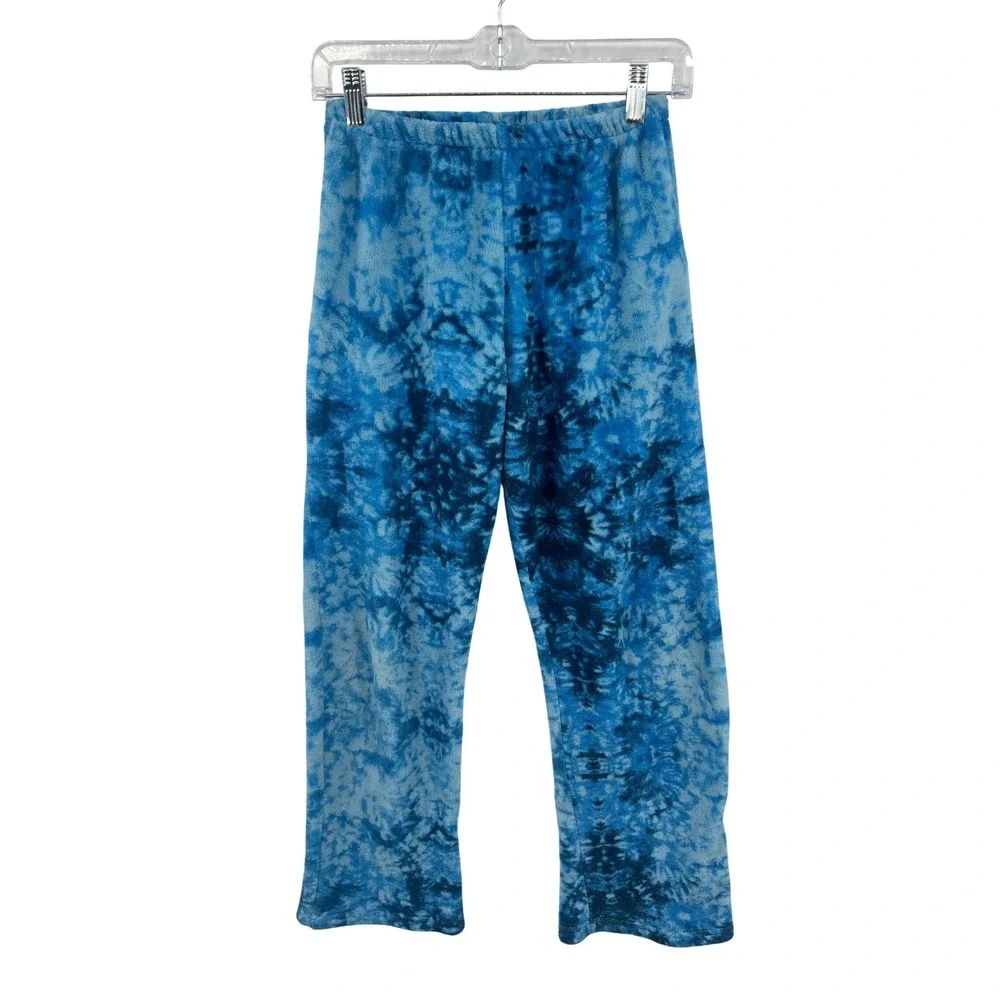 Fuzzies by Confetti Blue Tie Dye Plush Fleece Lounge Pants Girls L 14/16‎